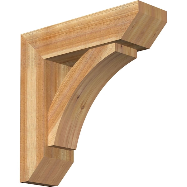 Ekena Millwork Thorton Slat Rough Sawn Bracket w/ Offset Brace, Western Red Cedar, 8"W x 28"D x 28"H BKT0806X28X28THR06RWR - main